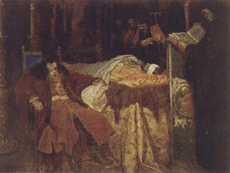 Wjatscheslaw Grigorjewitsch Schwarz Ivan the Terrible Meditating at the Deathbed of his son Ivan China oil painting art
